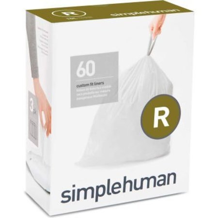 SIMPLEHUMAN Trash Can Liner Code R - 2.6 Gallon, 16.6 X 17.9, 0.98 Mil, White, Pack of 240 CW0253